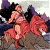 A 50x50 pixel animated buddy icon featuring a cartoon character riding a red creature against a mountainous backdrop, with green text reading "Original Icons .com" on the right side of the contact sheet.