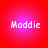 Four identical circular icons arranged in a , each displaying the name 'Maddie' in white pixelated text over a red-to-purple gradient background
