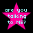 Four identical pink star-shaped icons with cyan text reading 'are you talking to ME?' on a black background.