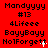 Red background with repeated pixelated text showing Mandyyyy #13, 4Lifeee, BayyBayy, No1Forgett, and a white cursor-like mark in the lower-left of the second
