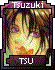 A vertical strip of pixelated anime-style character portraits with changing text labels and blurred lower sections, set against a dark purple background.