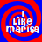 Four identical display red and blue spiral backgrounds with white text reading "I Like marisa" in a pixelated font