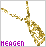 Golden pixelated chain with 'MEAGEN' text in purple and pink across four , showing animation changes