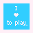 Blue square icon with white text and pixelated symbols showing variations of 'softball' and a heart symbol, animated through changing letter forms.