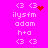 Pixelated icon with bright pink background showing repeated text and symbols, including a red heart animation.