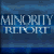A 4-frame contact sheet of an animated AIM buddy icon featuring the text "MINORITY REPORT" in a stylized font against a blue gradient background, with visible pixelation and slight variations across frames.