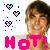 Pixelated image with three black-and-white heart icons, a person in pink clothing, and large pink text reading "HOT" on a light background.