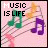 Pixelated icon with 'MUSIC IS LIFE' text, musical notes on a staff, and color variations across frames.
