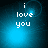 Pixelated text 'i love you' on a blue gradient background with shifting light effects.