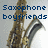 A pixelated image of a saxophone with blue text reading "Saxophone boyfriends are the best kind of boyfriends!" arranged across four sections.