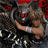 Pixelated static image of a character with red eyes and brown hair in an embrace, set against dark background with red accents.