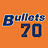 Animated sequence showing a basketball jersey with 'Bullets 70' text, swirling motion effects, and NBA logo silhouette on orange, blue, and red backgrounds.