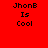 Red background with black text 'JhonB Is Cool' and blue horizontal bars shifting across the text in an animation.