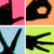 four distinct hand gestures displayed against solid-colored backgrounds in a layout