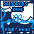 Pixelated icon with blue text reading "RAIN DROPS KEEP ON MY HEAD" over a dark background featuring abstract water-like shapes.