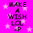 A static image with a bright pink background featuring white stars and repeated text "MAKE A WISH LOL =P" in black pixelated font.