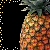 A pixelated pineapple icon displayed in a 2x2 contact sheet with three visible frames showing slight vertical position changes against a black background with yellow dotted border.