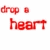 Red and blue pixelated text elements arranged in a -like layout on white background, with 'drop', 'heart', 'break' and 'name' visible