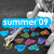 A static pixelated image shows a blue banner with 'summer 09' text above a collection of colorful pixel art icons on a dark background.