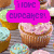 Pixelated image with cupcake background, star shapes, and text bubbles containing 'i love cupcakes!', 'and', 'Joe Jonas', '101 <3', 'OMG' in various colors.