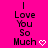 Pixelated text on bright pink background reads 'I Love You So Much' with a white heart symbol, showing animation where the heart changes from black outline to solid white.