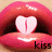 Animated sequence of glossy red lips holding a white heart-shaped object with a vertical line, displaying sequential text below.