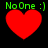 Four red heart icons with green text "NoOne :]" above each, arranged in a on black background; two hearts show subtle animation changes