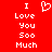 Red background with white pixelated text reading "I Love You Soo Much" and a pixelated heart symbol above the text.