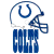 A 50x50 pixel animated contact sheet showing two frames of a football-themed buddy icon with an Indianapolis Colts helmet on the left and "Original Icons .com" text on the right.