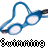 Animated contact sheet of swimming goggles icon with pink heart animations, showing 16 frames in a 4x4 grid layout on gray transparency background.