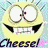 Four cartoonish yellow, green, cyan, and pink characters with large white eyes and black fangs display 'Cheese!' text beneath each in a