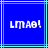 Blue background with light blue lines and white pixelated text reading 'LMAO!' in two identical