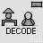 Pixel art animation of two figures at a desk with changing expressions, lamp colors, and speech bubbles.