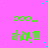 four and four displays identical green text on a bright pink background with scattered cyan dots
