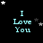 Black background with cyan text "I Love You" and scattered white and gray stars in a pattern