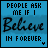 A 5x5 contact sheet of animated frames showing a blue background with handwritten-style text changing across frames, forming the phrase "People ask me if I believe in forever but I just laugh because the way my life is going right now I hardly believe in tomorrow".