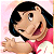 Pixelated cartoon character with black hair, pink top, and white collar against light pink background.