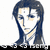 Six pixelated anime-style character portraits arranged in two , each with long dark hair and a white shirt under a dark jacket