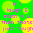 Green background with yellow circular shapes and purple text reading "if i laugh 2 much 4 u then thats just tough" in a pixelated style.