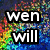 Pixelated text fragments on a split background with colorful abstract and pink-blue star patterns, forming an incomplete phrase.