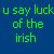 Pixel art image with blue and white sections showing text, a partial figure in green attire, and a blonde woman in a green dress.