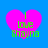 Four identical pink hearts on blue background with green text reading 'I love Shayna' in pixelated font.