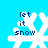 Four white snowflake icons with blue text 'let it snow' on a bright cyan background, arranged in a