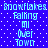 Blue background with white dots and light blue text reading "Snowflakes Falling All Over Town" in two identical vertical