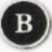 A circular black icon with a white border contains a large stylized letter B in the center.