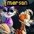 Animated pixel art of two cartoon characters with purple and orange accents, one labeled 'merson' and the other 'Leo', showing subtle pose changes.