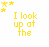 Animated sequence of yellow text and star symbols on white background, displaying lyrics with changing words and a torn paper effect at the bottom right.