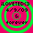 Four identical circular icons with green concentric rings on a bright pink background, each containing text elements including 'iloveted<3', '4/9/09', '&', and 'forever'.
