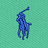 Blue pixelated polo player on light green background with 'RALPH LAUREN' text in blue pixelated font on teal background.