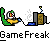 Animated contact sheet showing 12 frames of a pixel art game featuring a character running, jumping over obstacles, and winning with text overlays.